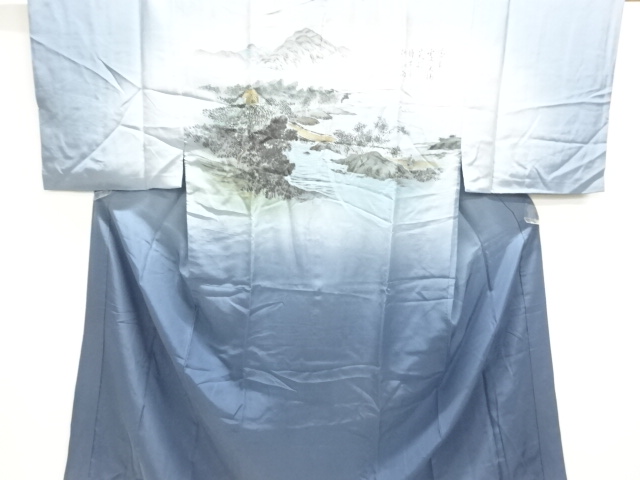 JAPANESE KIMONO / ANTIQUE MENS JUBAN / SILK / SEASIDE SCENERY